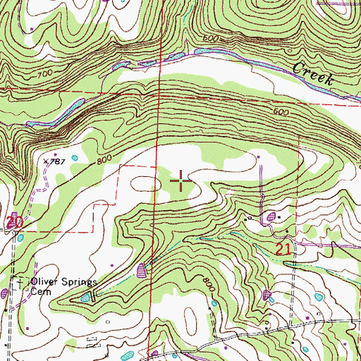 Topographic Map of Township of Oliver Springs, AR