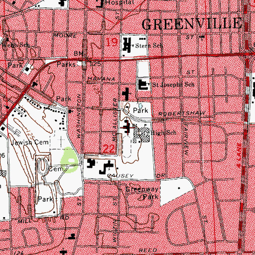 Topographic Map of Trinity United Methodist Church, MS