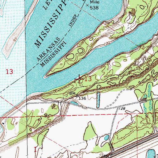 Topographic Map of Warfield Landing, MS