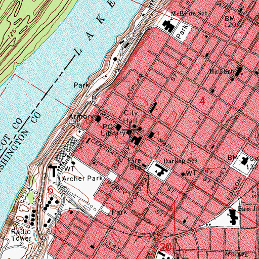Topographic Map of William Alexander Percy Library, MS