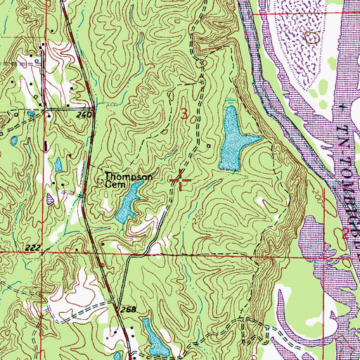 Topographic Map of Acker Lake Recreation Area, MS