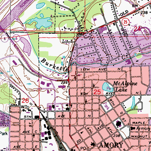 Topographic Map of Amory Assembly of God Church, MS