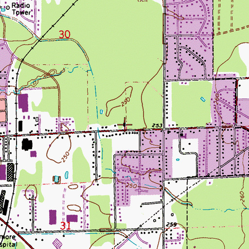 Topographic Map of Amory Church of God, MS