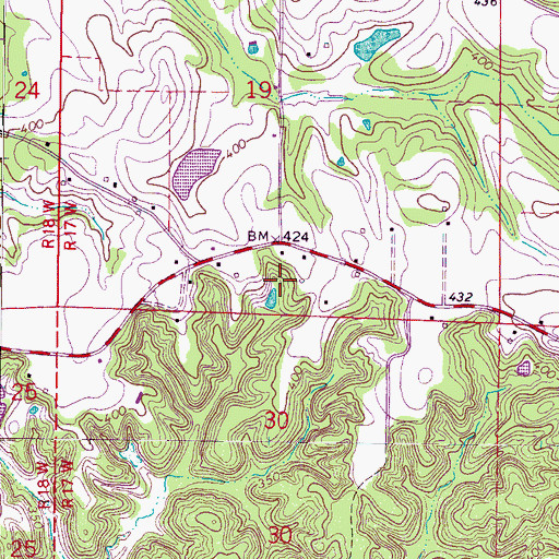 Topographic Map of Bristow, MS