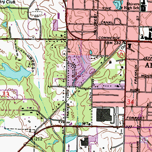 Topographic Map of Central Park, MS