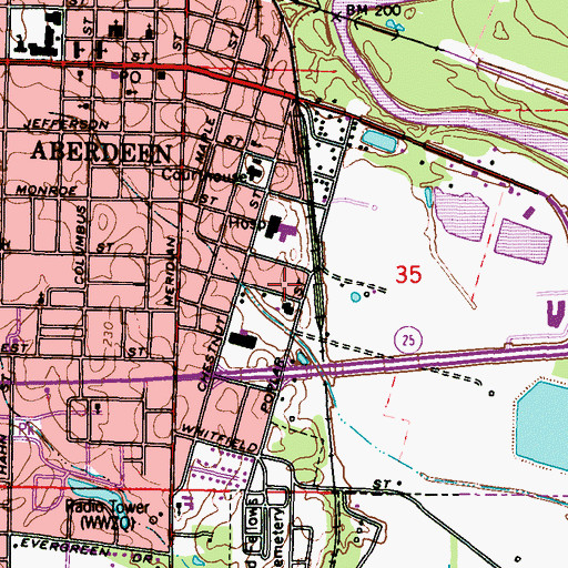 Topographic Map of Chestnut Subdivision, MS