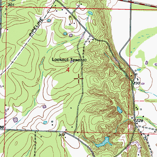 Topographic Map of Cotton Hill Gin Estates, MS