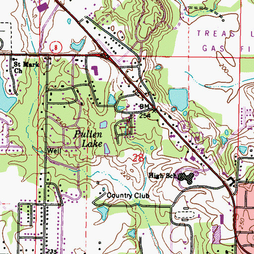 Topographic Map of Country Club Subdivision, MS