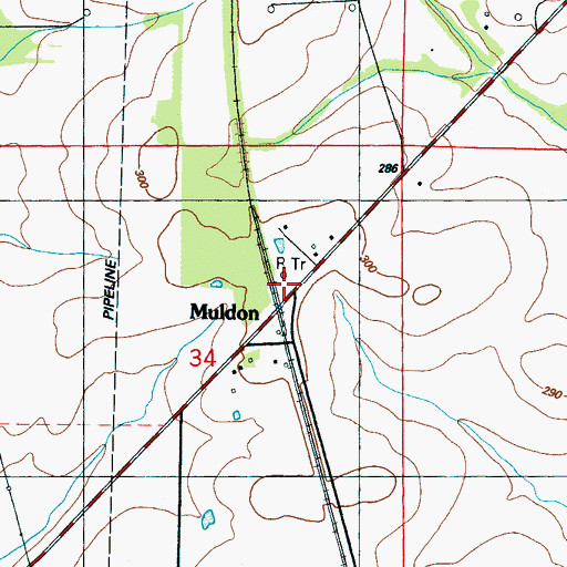 Topographic Map of Evans Memorial Library, MS