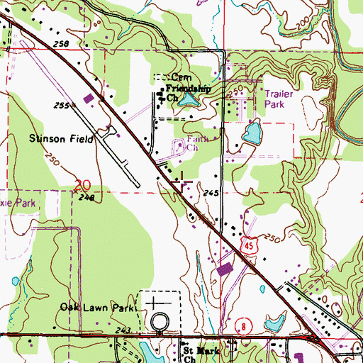 Topographic Map of Faith Presbyterian Church, MS