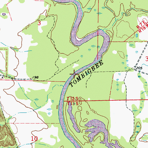 Topographic Map of Fields Ferry (historical), MS