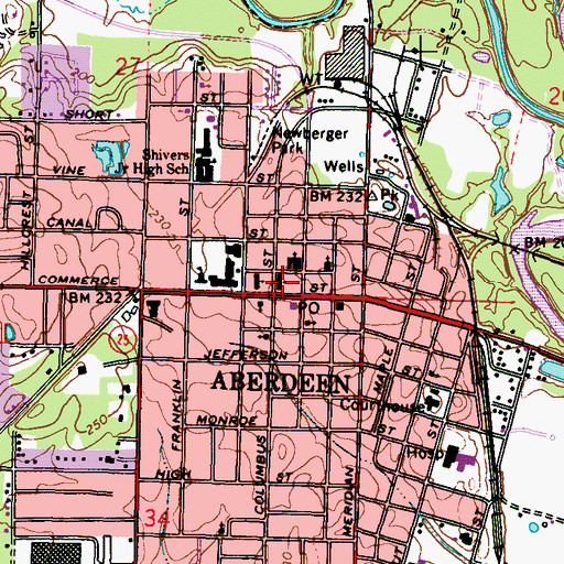 Topographic Map of First Baptist Church, MS