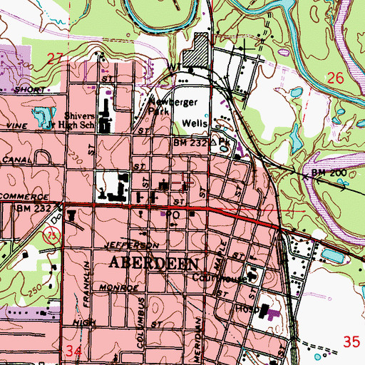 Topographic Map of First Christian Church, MS