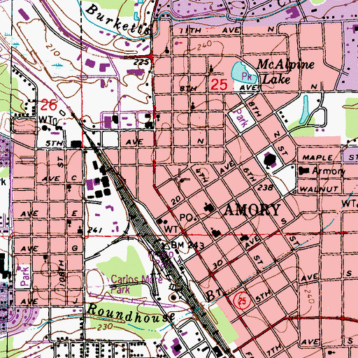 Topographic Map of First Christian Church, MS