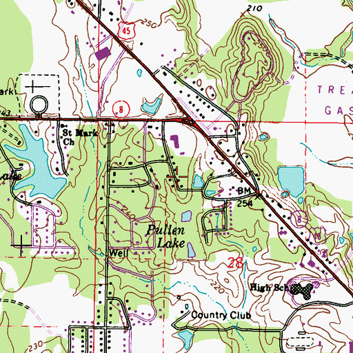 Topographic Map of Green Acres, MS