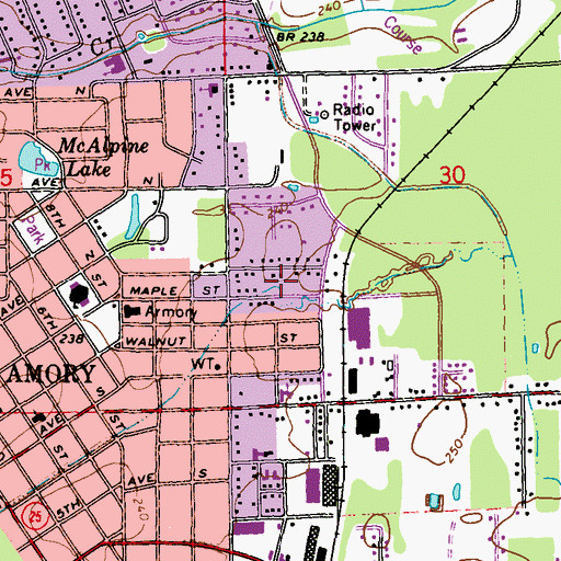 Topographic Map of Hedgemoor, MS