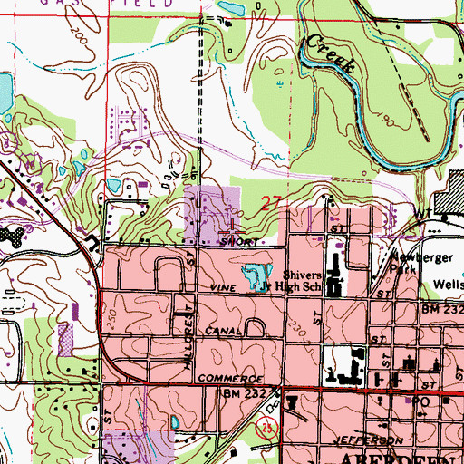 Topographic Map of Hillcrest, MS
