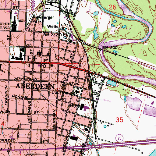 Topographic Map of Kingdom Hall of Jehovahs Witnesses, MS