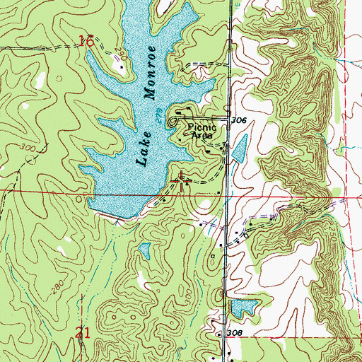 Topographic Map of Lake Monroe East Subdivision, MS