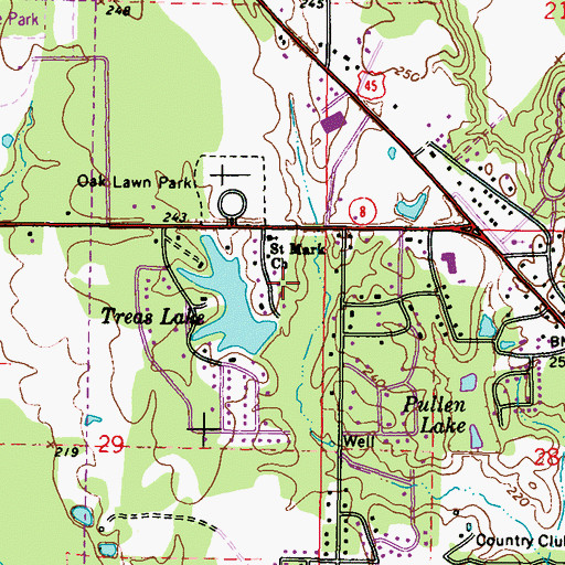 Topographic Map of Lakewood, MS