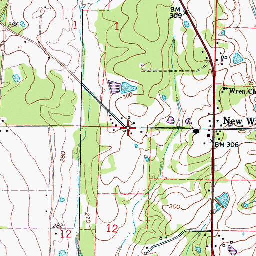 Topographic Map of Lawrence (historical), MS