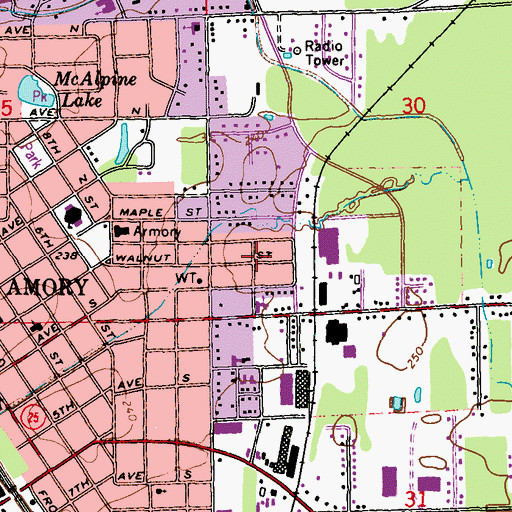 Topographic Map of Love Subdivision, MS