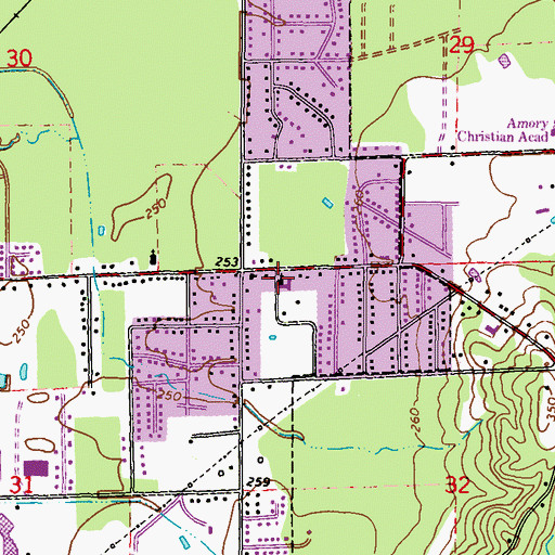 Topographic Map of Meadowood Baptist Church, MS