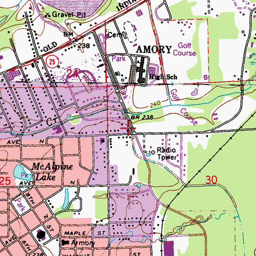 Topographic Map of Missionary Alliance Church, MS