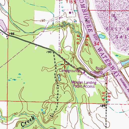 Topographic Map of Morgan Landing Access Area, MS