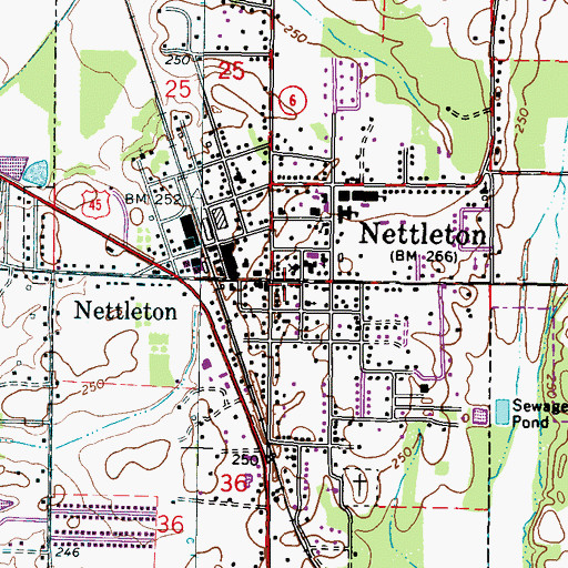 Topographic Map of Nettleton Church of Christ, MS