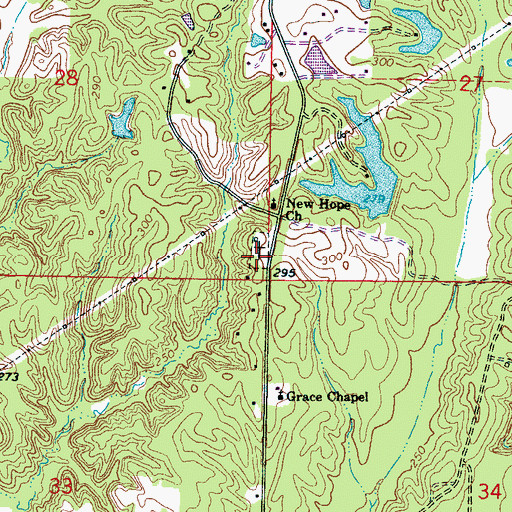 Topographic Map of New Hope Cemetery, MS