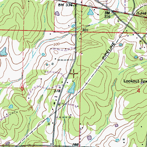Topographic Map of North Mississippi Worship Center, MS