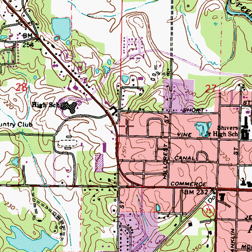 Topographic Map of Pinehurst, MS