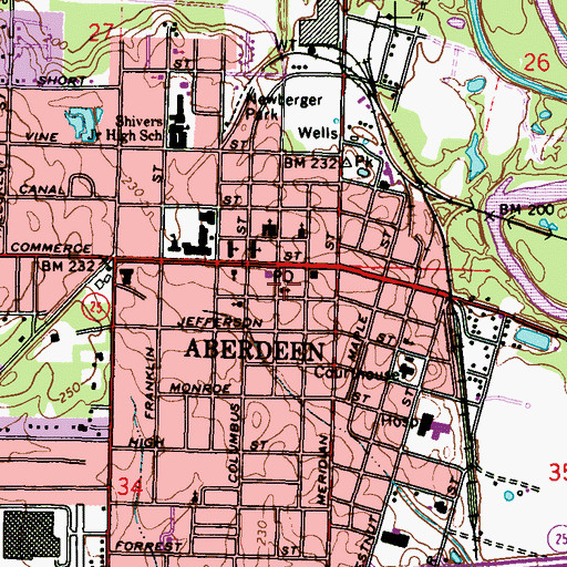 Topographic Map of Saint Francis Catholic Church, MS