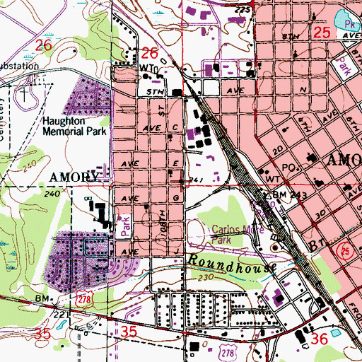 Topographic Map of Saint James Methodist Church, MS