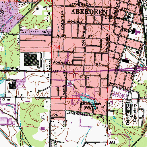 Topographic Map of Saint Paul Methodist Church, MS