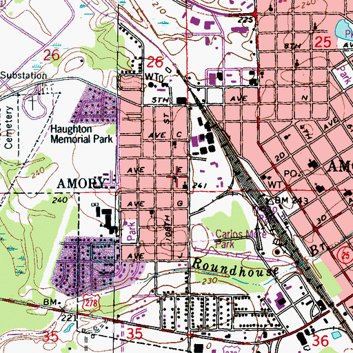 Topographic Map of Saint Pauls Baptist Church, MS