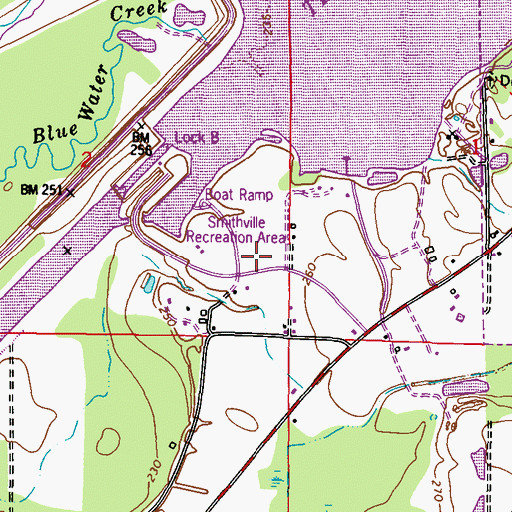 Topographic Map of Smithville Recreation Area, MS