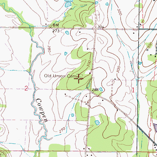 Topographic Map of Union Presbyterian Church, MS