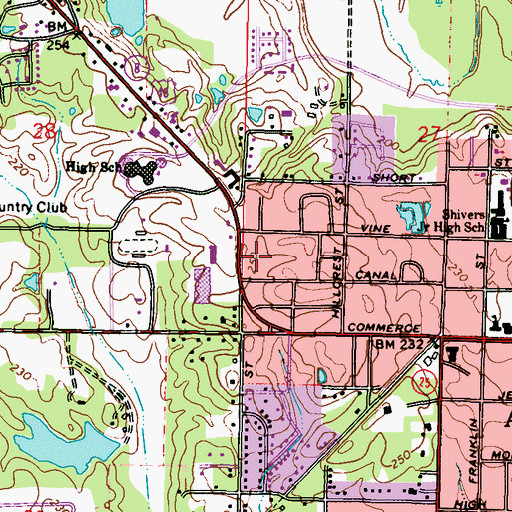 Topographic Map of Watkins Subdivision, MS