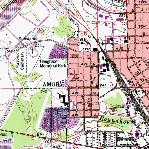 Topographic Map of West Amory Church of Christ, MS