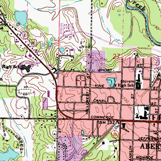 Topographic Map of Woodcrest, MS