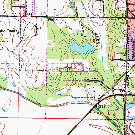 Topographic Map of Woodland Heights, MS