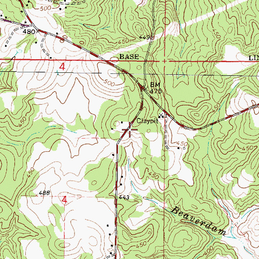 Topographic Map of Beaverdam School (historical), MS