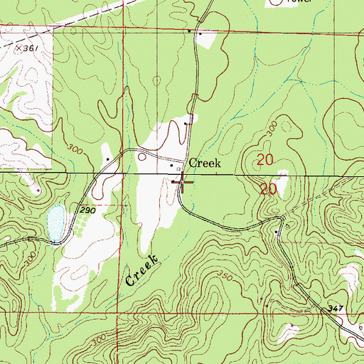 Topographic Map of Creek (historical), MS