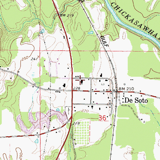 Topographic Map of De Soto Baptist Church, MS