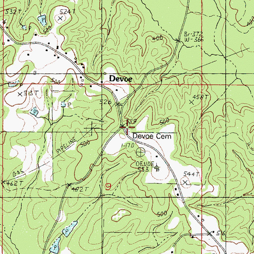 Topographic Map of Devoe School (historical), MS
