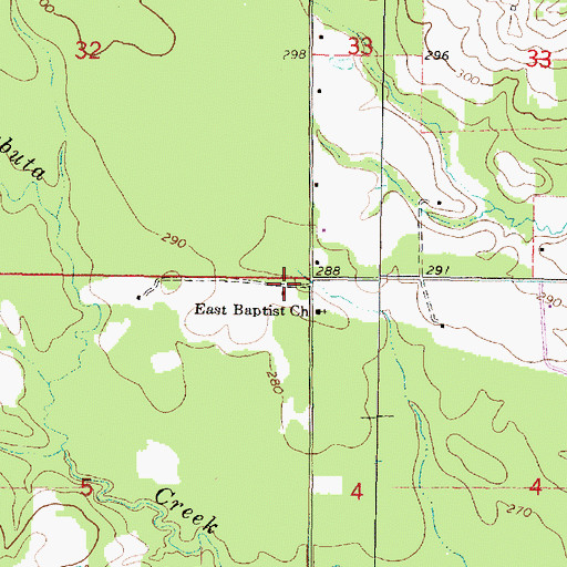 Topographic Map of East Baptist School (historical), MS