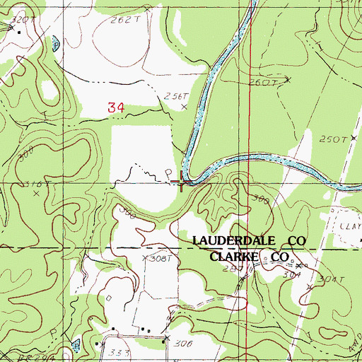 Topographic Map of Fivemile Branch, MS