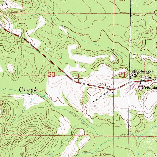 Topographic Map of Goodwater School (historical), MS
